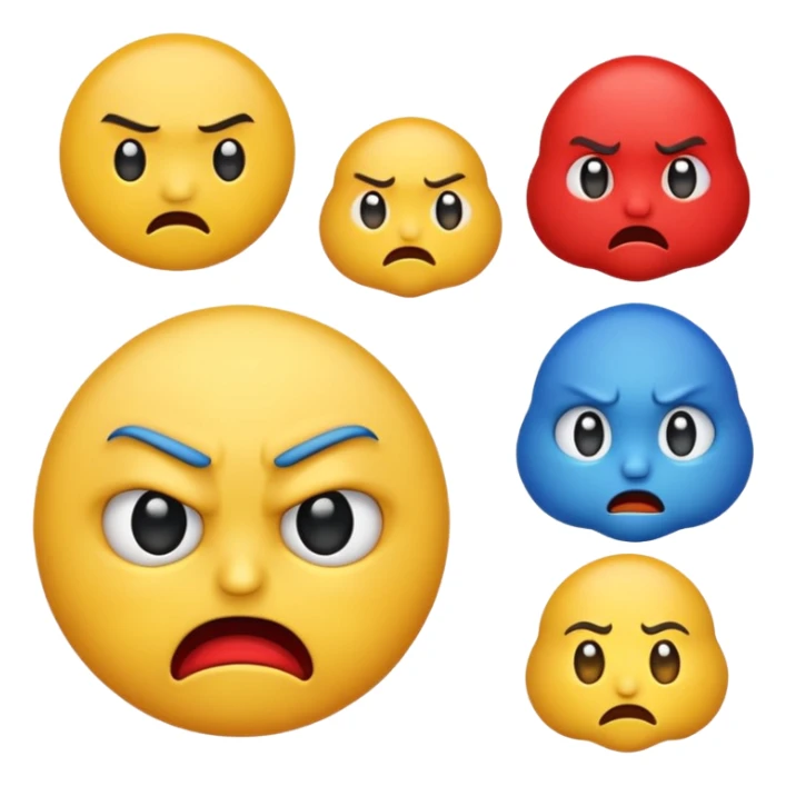 An angry emoji + sad emoji + silly emoji sticker