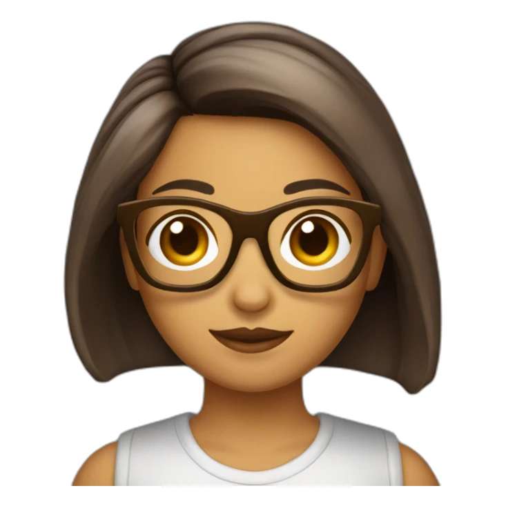 Chica pelo corto liso y marrón con gafas sticker
