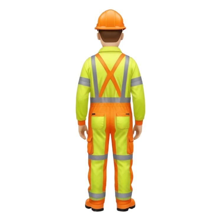 Engineer in orange hi-vis overalls facing away sticker