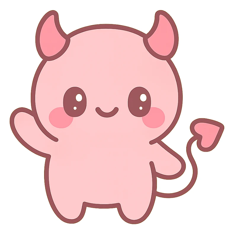 cute and fun pink devil character sticker