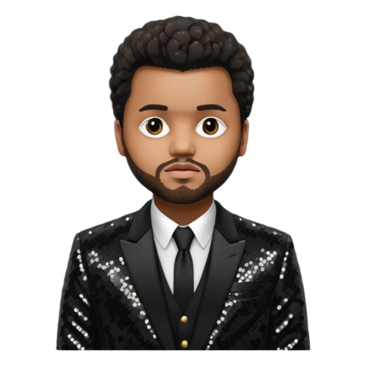The Weeknd with Dark Brown Hair, Black Sequin Suit  sticker