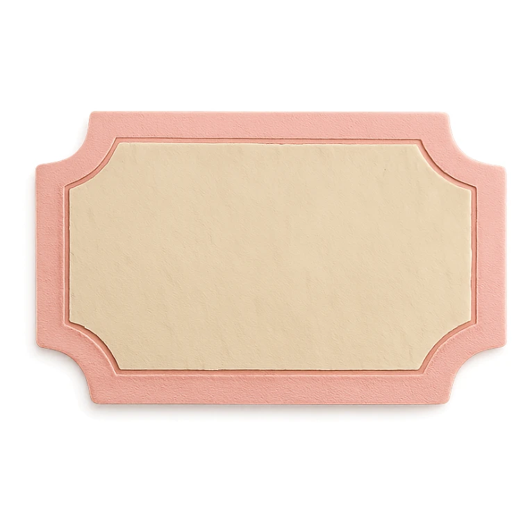 soft pastel vintage ticket shape sticker for journaling with a pink border sticker