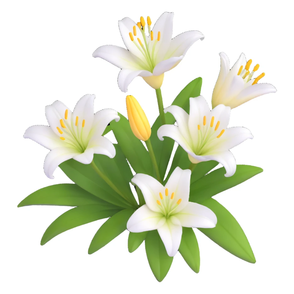 detailed white lily flower with yellow stamen sticker