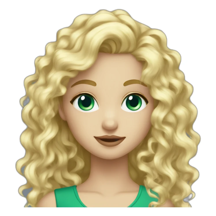 caucasian long curly blonde blue eyes green eyeshadow girl sticker