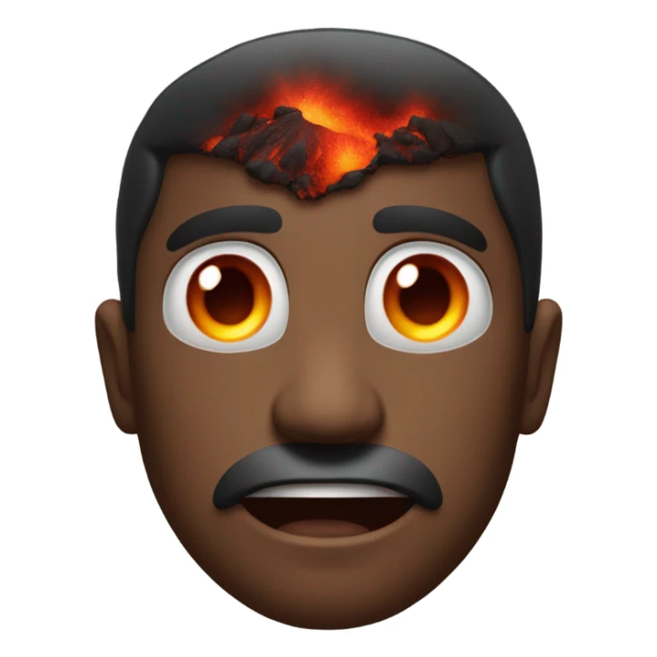 a man exploding like a volcano and dark red lava coming out of his eyes sticker