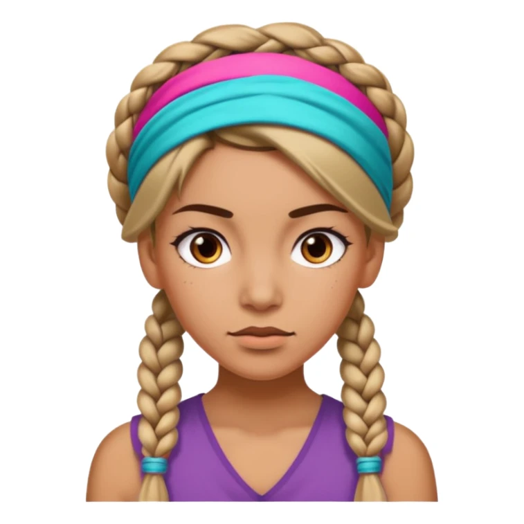 big lose braided woman face wiith big visible braids and headband on head sticker