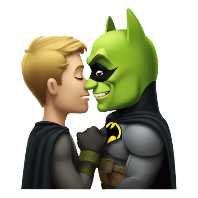 Batman kissing Shrek  sticker