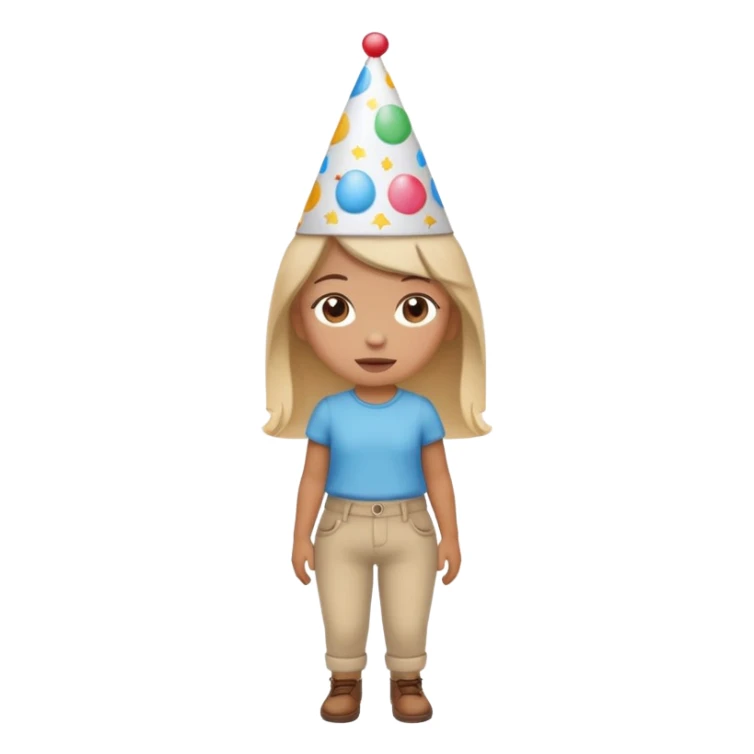 “Poopy pants” girl wearing a birthday hat  sticker