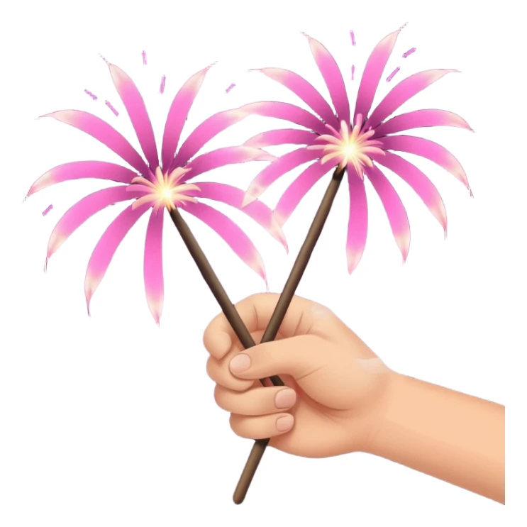 Hand holding pink fireworks in a stick sticker