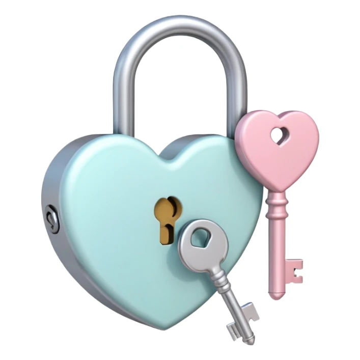 Romantic Pastel heart-shaped lock and key sticker