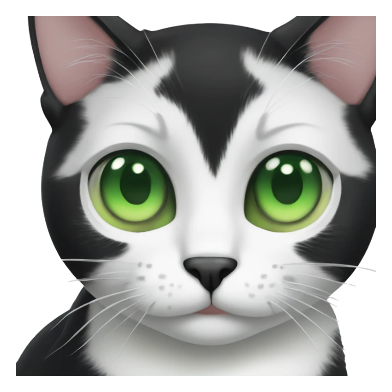 black and white cat with green eyes sticker