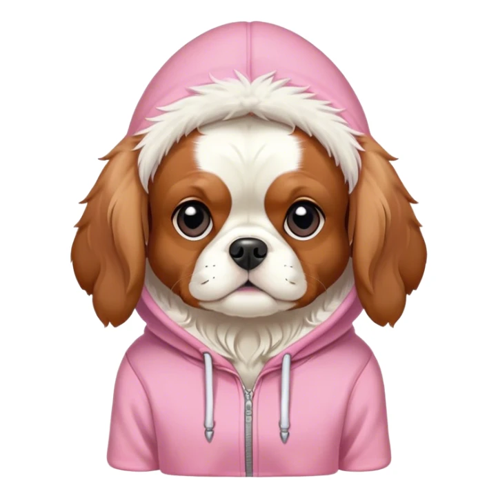 King Charles Spaniel Dog wearing a pink hoodie sticker