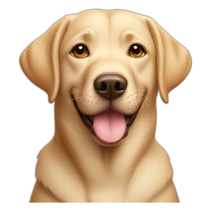 Labrador retriever with a smile shows a heart with its paws sticker