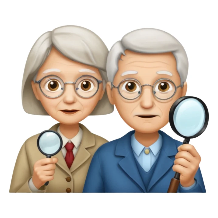 Explorer old woman Man with magnifying glass sticker