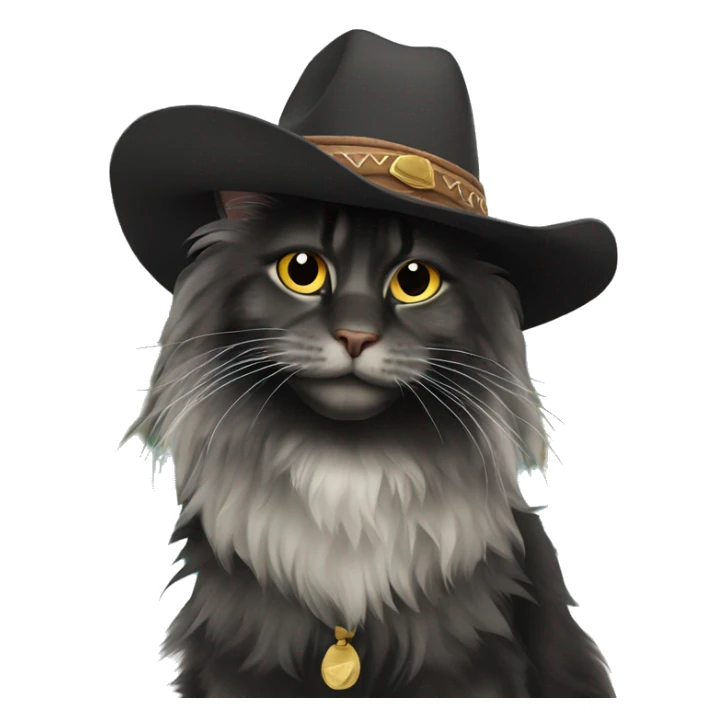 black maine coon with cowboy hat sticker