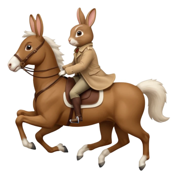 Exciting rabbit galloping on the back of 4 legs horse sticker