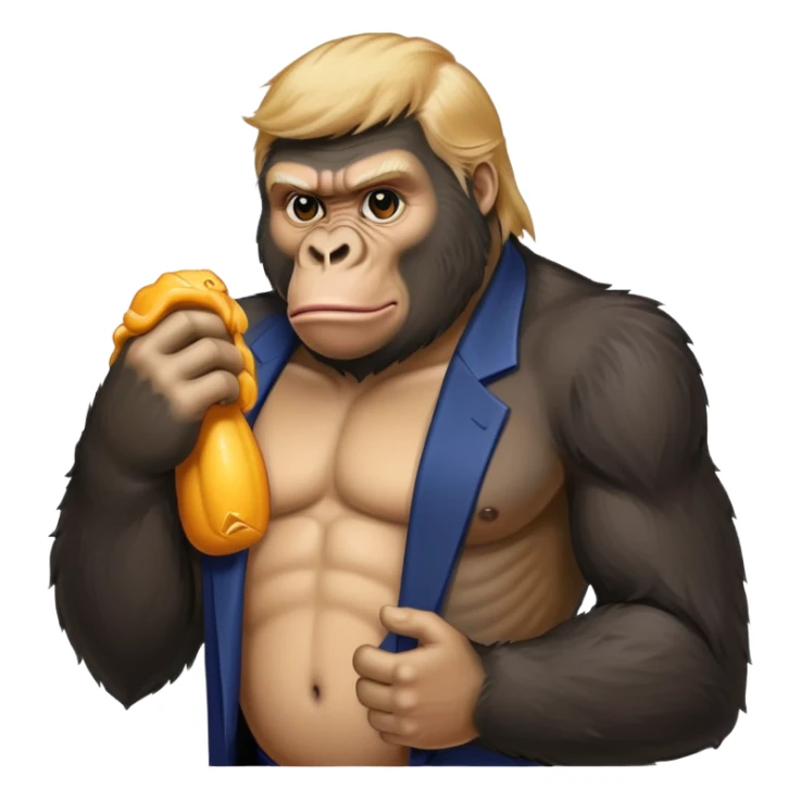 Gorilla holding Donald trump sticker