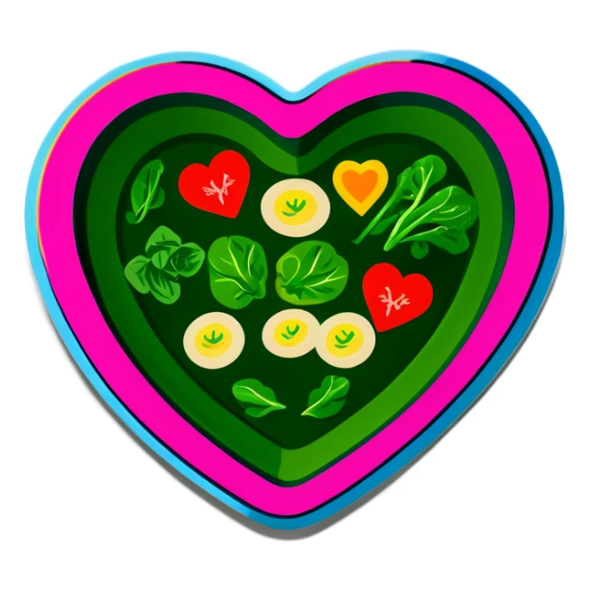 green salad in a pink heart shaped plate   sticker