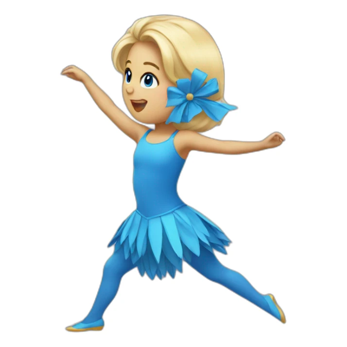 little blonde girl dancing in a blue bird costume sticker