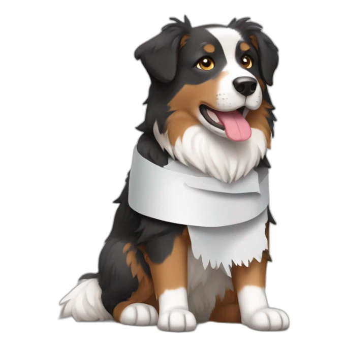 Black white brown and grey Australian sheperd with bandage on leg sticker