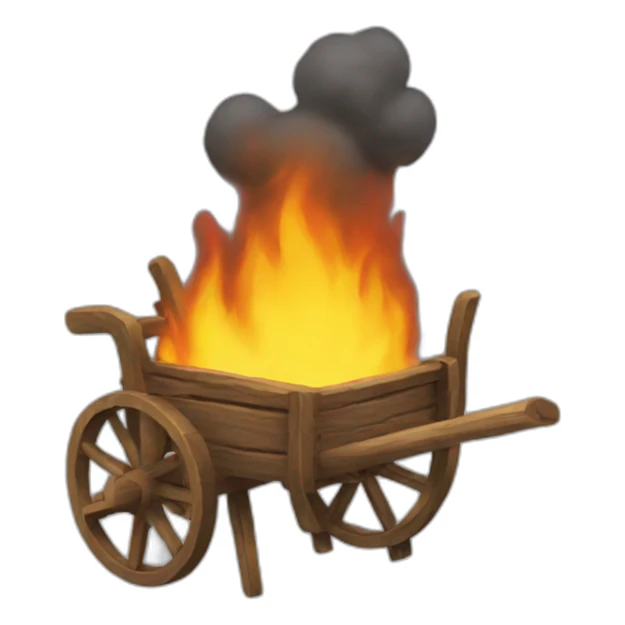 burning wooden cart sticker