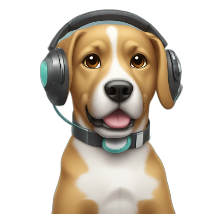 dog with phone and headphones  sticker