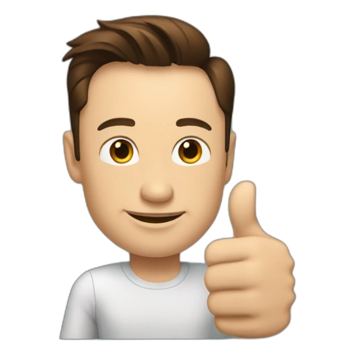 elon musk shows thumb up sticker