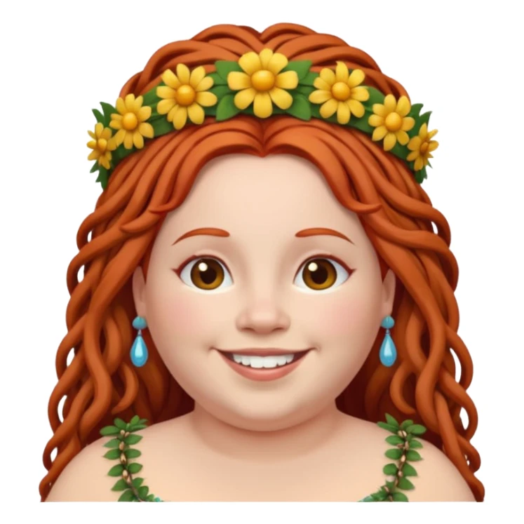 fat redhead woman with dreadlocks and floral tiara sticker