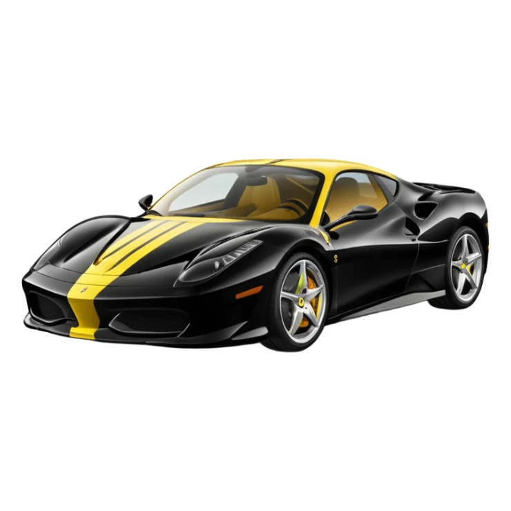 Black ferrari with 2 yellow stripes in the middle sticker