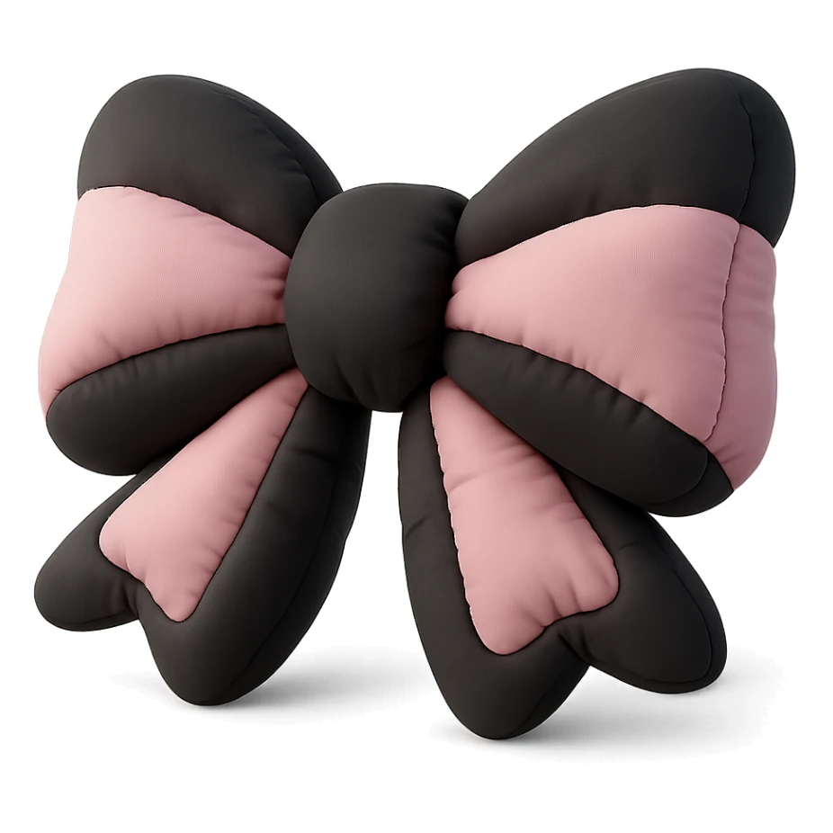 BLACKPINK-inspired gothic bow, soft and plush, black and pink, no hearts sticker
