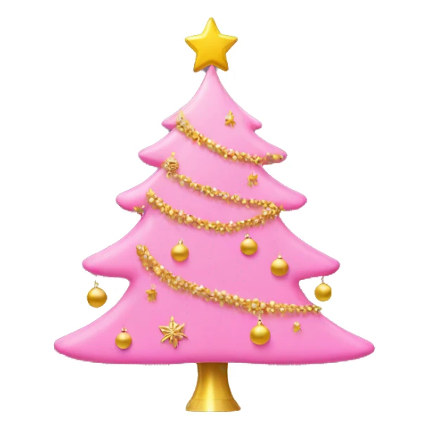 Pink Christmas tree with gold decorations sticker