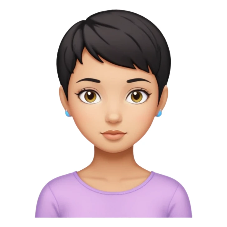 tan girl black hair pixie cut cute pastel colors skin care sticker
