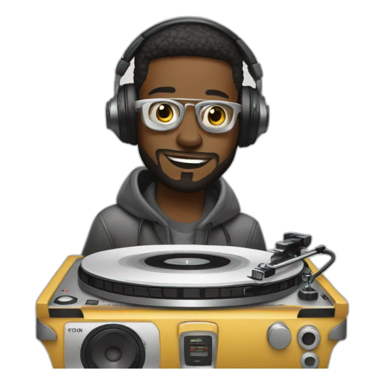 white Dj with his turntables sticker
