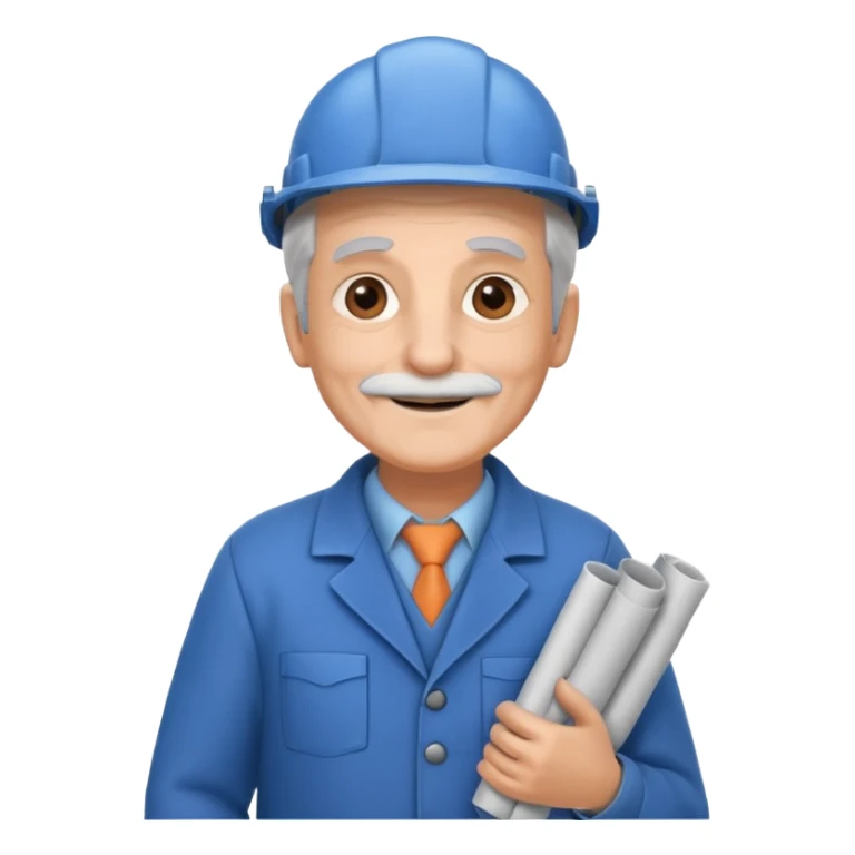 A wise old engineer with warm smile, blueprint rolled under his arm.
 sticker