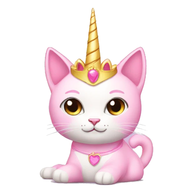 Pink princess-cat with unicorn horn sticker