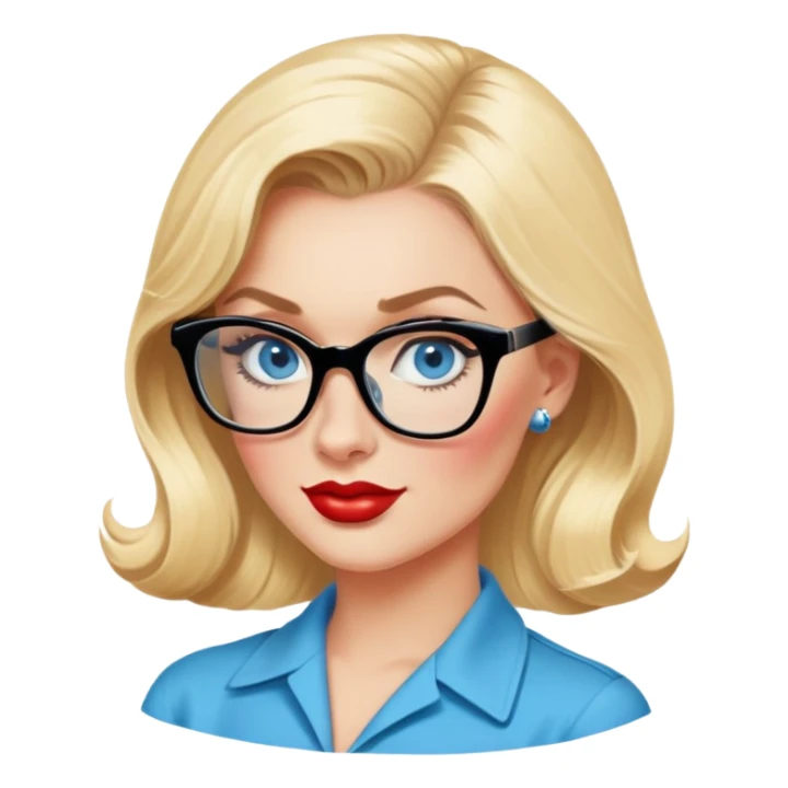 50's pin up,  blonde, black glasses and blue eyes  sticker