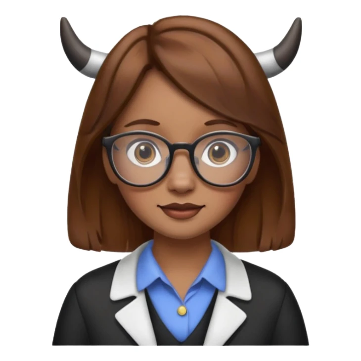Girl Cow with brown hair and glasses sticker