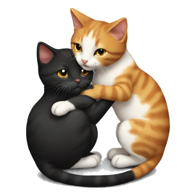 Black and ginger kitty touch each other with nouse  sticker