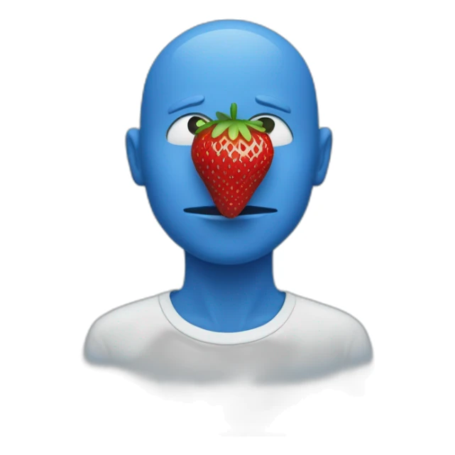 blue man with strawberry instead of mouth sticker