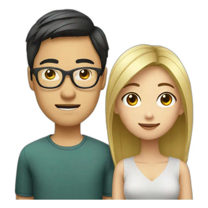 asian guy with glasses and blonde asian girl sticker