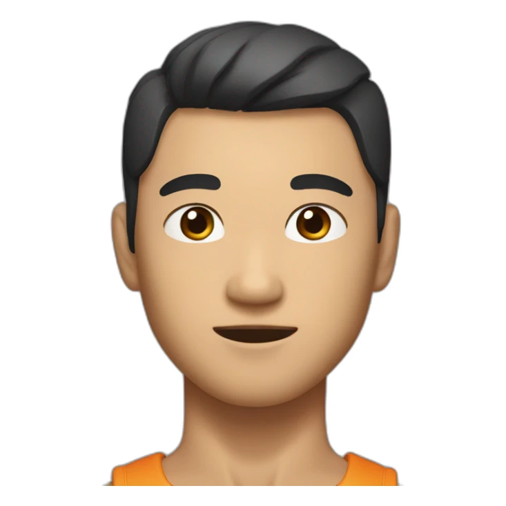 An Asian man with a strong build, a bit dark complexion, a square face, strong masseter muscles, and short, hard-cropped hair sticker