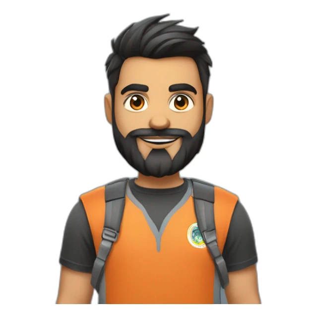 indian guy, software developer, has beard, little chubby, fair, fade cut hair, has a dog near him, 25 year old guy, base it on Virat kohli sticker
