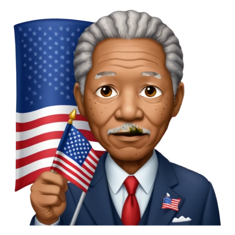 morgan freeman holding an american flag sticker