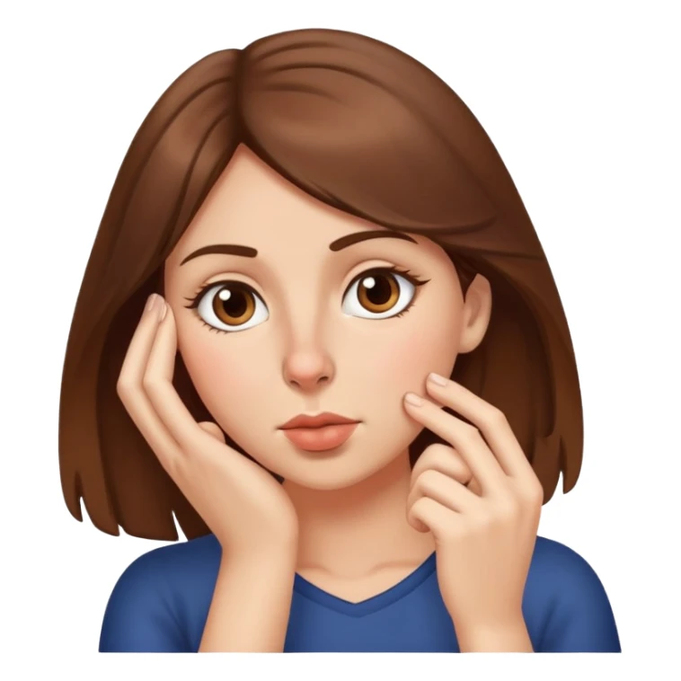 Woman with brown hair holding nose sticker