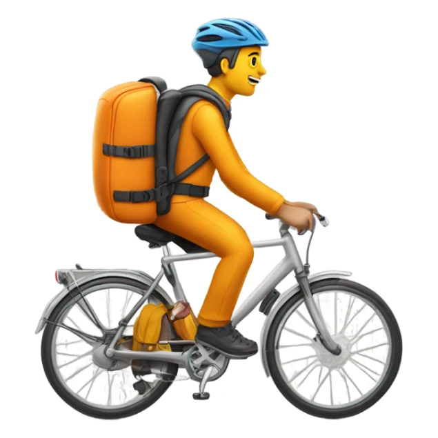 orangener Lieferando fahrradfahrer mit gelben rucksack sticker