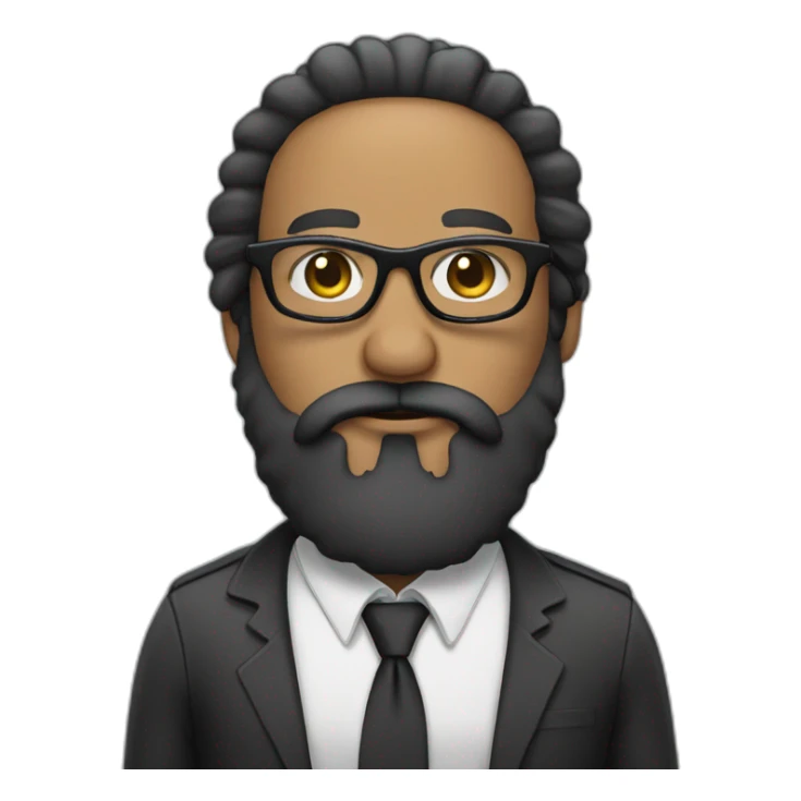 baldhead with big black beard looking proffesional with geek glasses sticker