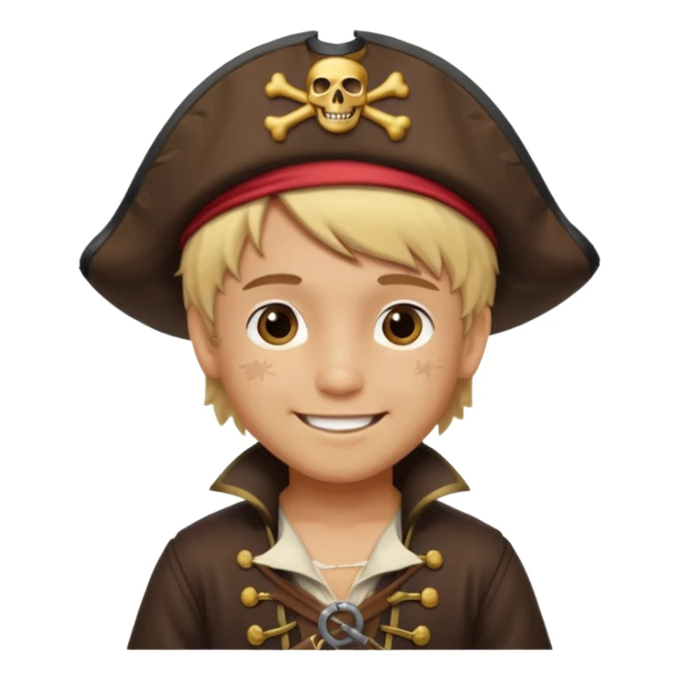light brown hispanic boy with blond hair that is dressed as a pirate sticker