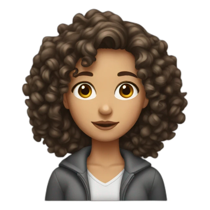 Brunette girl with curly hair sticker