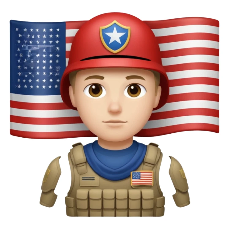 generate realistic white american soldier in body armor and full uniform with small usa flag on shoulder sticker