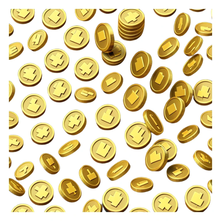 Clash of Clans aesthetic: Cinematic Playful Pixel 3D Coin Stack Emoji, rendered in a 3D vector-style similar to standard emojis with minimal shading and bold, simplified shapes. A compact, distinct form with signature details, softly glowing with a pixelated adventure charm. Simplified yet unmistakably iconic, highly detailed and consistent, glowing with a soft radiance and high shine. Stylized with a touch of classic pixel-art charm and a soft glowing outline, capturing the essence of a beloved gaming relic with a friendly, playful manner! sticker